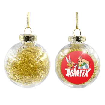 Asterix and Obelix, Transparent Christmas tree ball ornament with gold filling 8cm