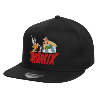 Asterix and Obelix, Καπέλο παιδικό Flat Snapback, Μαύρο (100% ΒΑΜΒΑΚΕΡΟ, ΠΑΙΔΙΚΟ, UNISEX, ONE SIZE)