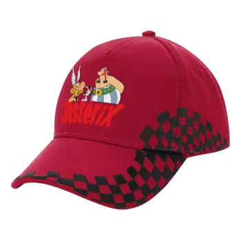 Asterix and Obelix, Adult Cap RACING Ultimate Red/Black, (100% COTTON DRILL, ADULT, UNISEX, ONE SIZE ADULT)