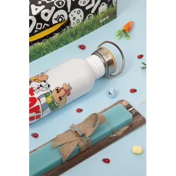 Asterix and Obelix, Πασχαλινή Λαμπάδα με παγούρι μεταλλικό (620ml, stainless steel) & κερί αρωματικό πλακέ (30cm) (ΤΙΡΚΟΥΑΖ)