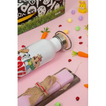 Asterix and Obelix, Πασχαλινή Λαμπάδα με παγούρι μεταλλικό (620ml, stainless steel) & κερί αρωματικό πλακέ (30cm) (ΡΟΖ)
