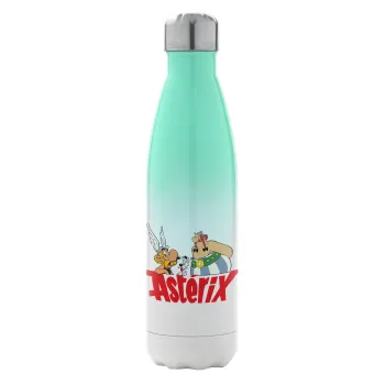 Asterix and Obelix, Μεταλλικό παγούρι θερμός Πράσινο/Λευκό (Stainless steel), διπλού τοιχώματος, 500ml