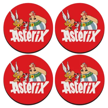 Asterix and Obelix, SET of 4 round wooden coasters (9cm)