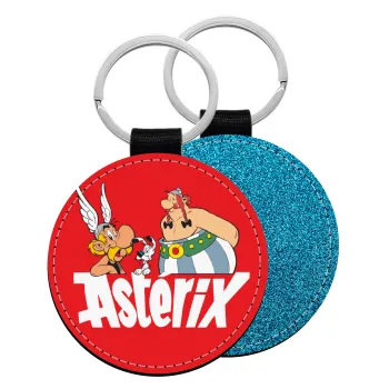 Asterix and Obelix, Μπρελόκ Δερματίνη, στρογγυλό ΜΠΛΕ (5cm)