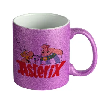 Asterix and Obelix, Κούπα Μωβ Glitter που γυαλίζει, κεραμική, 330ml