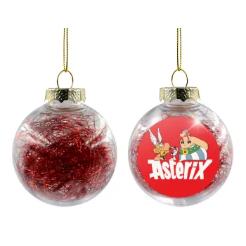 Asterix and Obelix, Transparent Christmas tree ball ornament with red filling 8cm