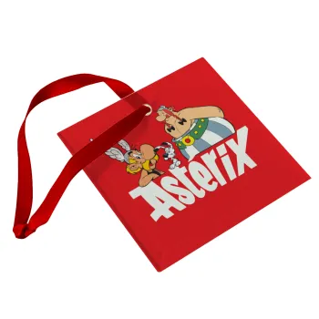 Asterix and Obelix, Christmas ornament, glass square ornament 9x9cm