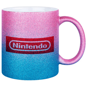 Nintendo, Κούπα Χρυσή/Μπλε Glitter, κεραμική, 330ml