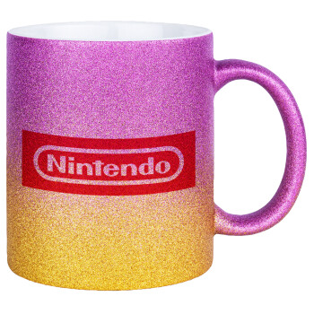 Nintendo, Κούπα Χρυσή/Ροζ Glitter, κεραμική, 330ml