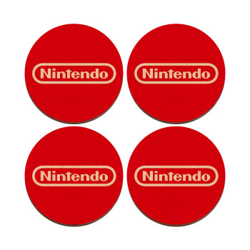 Nintendo, ΣΕΤ x4 Σουβέρ ξύλινα στρογγυλά plywood (9cm)