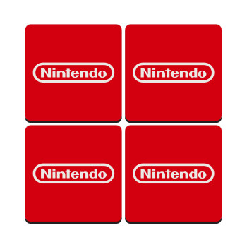 Nintendo, ΣΕΤ 4 Σουβέρ ξύλινα τετράγωνα (9cm)