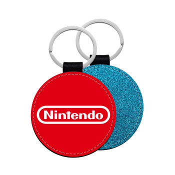 Nintendo, Μπρελόκ Δερματίνη, στρογγυλό ΜΠΛΕ (5cm)