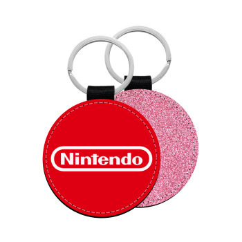 Nintendo, Μπρελόκ Δερματίνη, στρογγυλό ΡΟΖ (5cm)