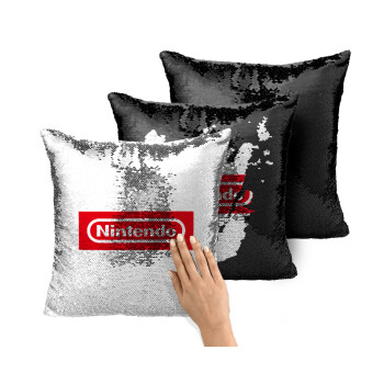 Nintendo, Μαξιλάρι καναπέ Μαγικό Μαύρο με πούλιες 40x40cm περιέχεται το γέμισμα