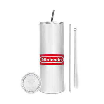 Nintendo, Eco friendly ποτήρι θερμό (tumbler) από ανοξείδωτο ατσάλι 600ml, με μεταλλικό καλαμάκι & βούρτσα καθαρισμού