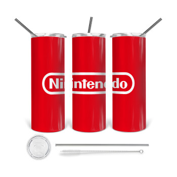 Nintendo, 360 Eco friendly stainless steel tumbler 600ml, with metal straw & cleaning brush