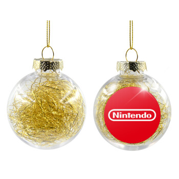 Nintendo, Χριστουγεννιάτικη μπάλα δένδρου διάφανη με χρυσό γέμισμα 8cm