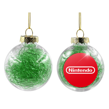 Nintendo, Χριστουγεννιάτικη μπάλα δένδρου διάφανη με πράσινο γέμισμα 8cm
