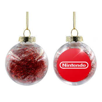 Nintendo, Χριστουγεννιάτικη μπάλα δένδρου διάφανη με κόκκινο γέμισμα 8cm