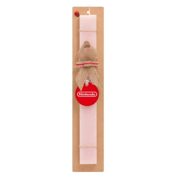 Nintendo, Easter Set, wooden keychain & scented flat Easter candle (30cm) (PINK)