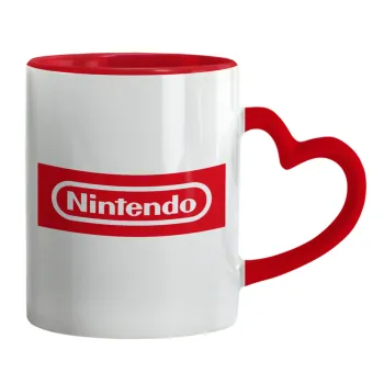Nintendo, Mug heart red handle, ceramic, 330ml