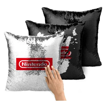 Nintendo, Μαξιλάρι καναπέ Μαγικό Μαύρο με πούλιες 40x40cm περιέχεται το γέμισμα