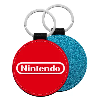 Nintendo, Μπρελόκ Δερματίνη, στρογγυλό ΜΠΛΕ (5cm)