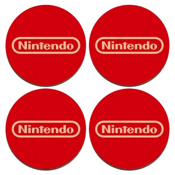 Nintendo, ΣΕΤ x4 Σουβέρ ξύλινα στρογγυλά plywood (9cm)