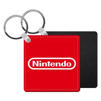 Nintendo, Μπρελόκ Δερματίνη, τετράγωνο ΜΑΥΡΟ (5x5cm)