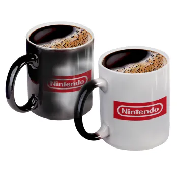 Nintendo, Color changing magic Mug, ceramic, 330ml when adding hot liquid inside, the black colour desappears (1 pcs)