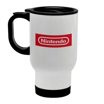 Nintendo, Stainless steel travel mug with lid, double wall white 450ml
