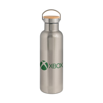 xbox, Stainless steel Silver with wooden lid (bamboo), double wall, 750ml