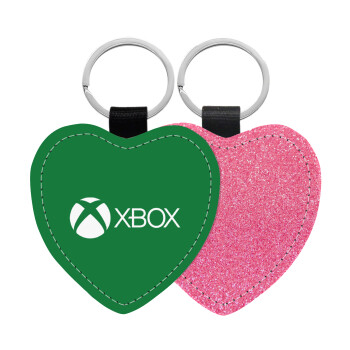 xbox, Μπρελόκ PU δερμάτινο glitter καρδιά ΡΟΖ