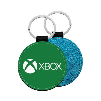 xbox, Μπρελόκ Δερματίνη, στρογγυλό ΜΠΛΕ (5cm)