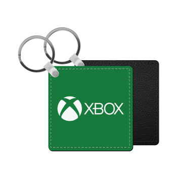 xbox, Μπρελόκ Δερματίνη, τετράγωνο ΜΑΥΡΟ (5x5cm)