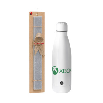 xbox, Easter Set, metallic stainless thermos bottle (500ml) & scented flat Easter candle (30cm) (GRAY)