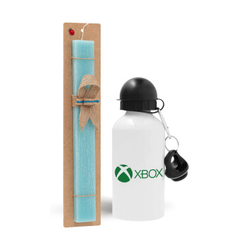xbox, Easter Set, metallic aluminum water bottle (500ml) & scented flat candle (30cm) (TURQUOISE)