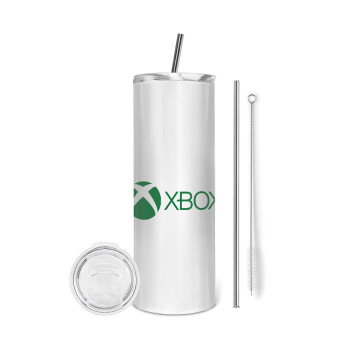 xbox, Eco friendly ποτήρι θερμό (tumbler) από ανοξείδωτο ατσάλι 600ml, με μεταλλικό καλαμάκι & βούρτσα καθαρισμού