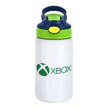 xbox, Children's hot water bottle, stainless steel, with safety straw, green, blue (350ml)