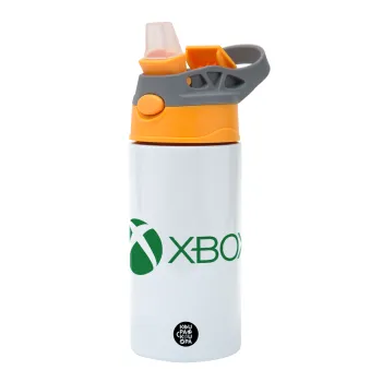 xbox, Children's hot water bottle, stainless steel, with safety straw, Orange/Grey (360ml) BPA-FREE