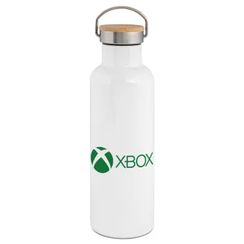 xbox, Stainless steel White with wooden lid (bamboo), double wall, 750ml