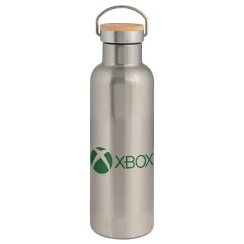 xbox, Stainless steel Silver with wooden lid (bamboo), double wall, 750ml
