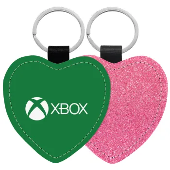 xbox, Μπρελόκ PU δερμάτινο glitter καρδιά ΡΟΖ