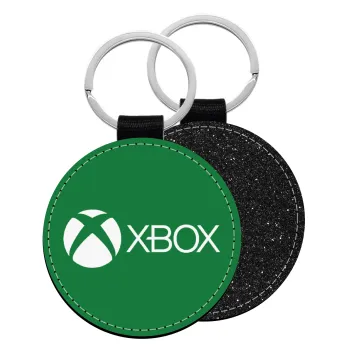 xbox, Μπρελόκ Δερματίνη, στρογγυλό ΜΑΥΡΟ (5cm)