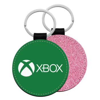 xbox, Μπρελόκ Δερματίνη, στρογγυλό ΡΟΖ (5cm)