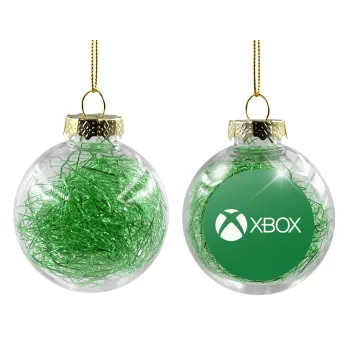 xbox, Transparent Christmas tree ball ornament with green filling 8cm