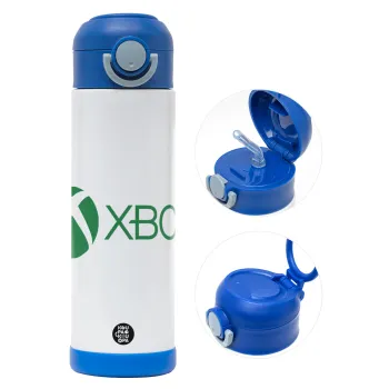 xbox, Παιδικό παγούρι θερμό, ανοξείδωτο, με καλαμάκι ασφαλείας, ΜΠΛΕ (500ml)