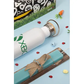 xbox, Easter Set, metallic silver aluminum water bottle (500ml) & scented flat Easter candle (30cm) (TURQUOISE)