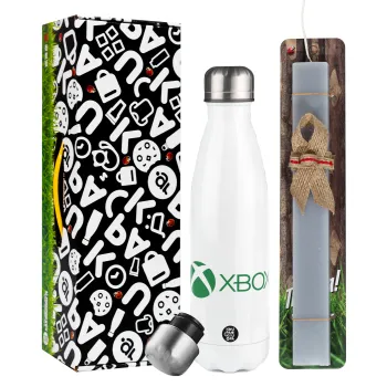 xbox, Easter candle, metallic white thermos bottle (500ml) & aromatic flat candle (30cm) (GRAY)