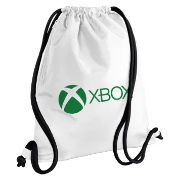 xbox, Backpack pouch GYMBAG white, with pocket (40x48cm) & thick cords